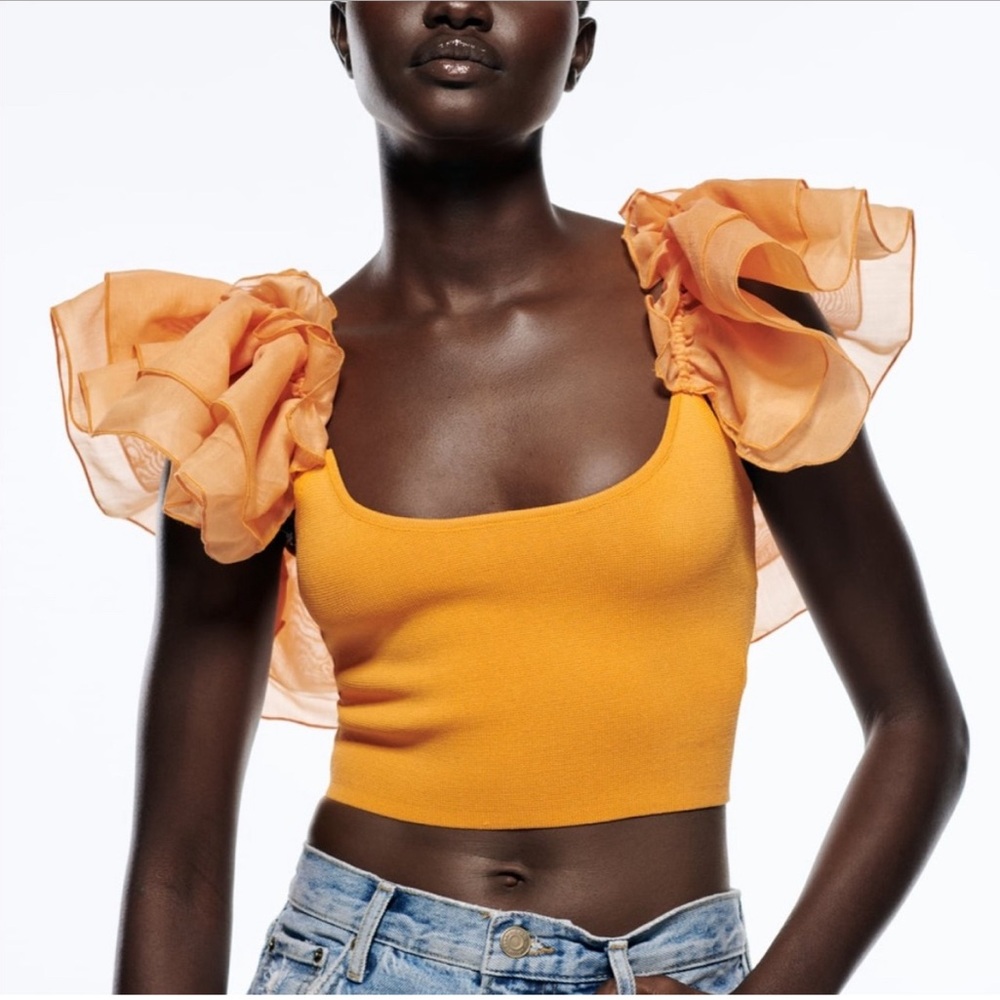 ZARA tulle organza crop top size S - Picture 2 of 10